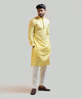 Yellow Silk Kurta Set 2