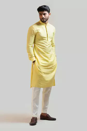 Yellow Silk Kurta Set