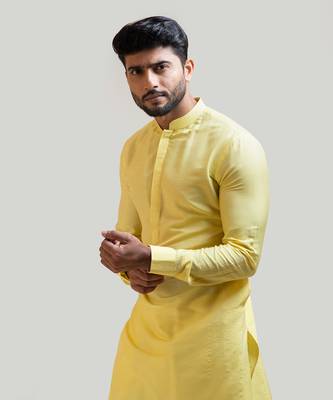 Yellow Silk Kurta Set 3