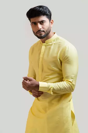 Yellow Silk Kurta Set