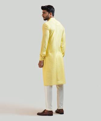 Yellow Silk Kurta Set 4