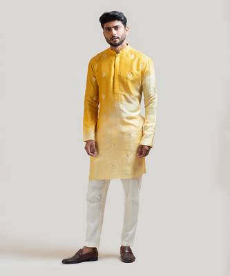 Ombre Yellow Embroidered Kurta Set 1