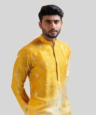 Ombre Yellow Embroidered Kurta Set 2