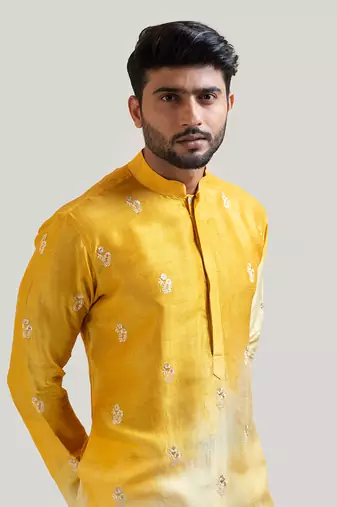 Ombre Yellow Embroidered Kurta Set