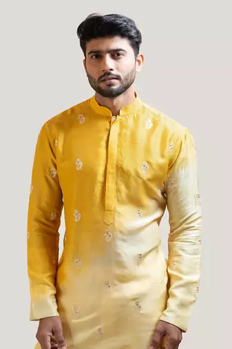 Ombre Yellow Embroidered Kurta Set