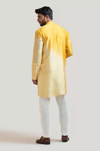 Ombre Yellow Embroidered Kurta Set