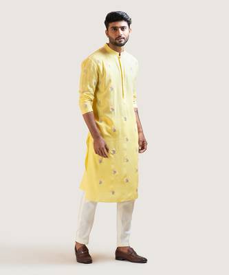 Yellow Floral Motif Kurta Set 1