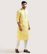 Yellow Floral Motif Kurta Set