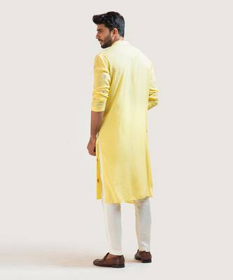 Yellow Floral Motif Kurta Set 4