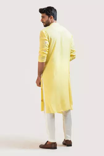Yellow Floral Motif Kurta Set