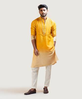 Yellow Ombre Embroidered Kurta Set 1
