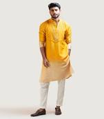 Yellow Ombre Embroidered Kurta Set