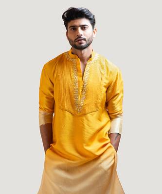 Yellow Ombre Embroidered Kurta Set 2