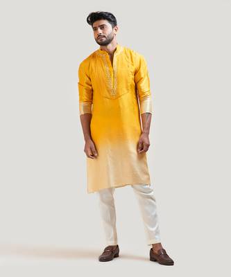 Yellow Ombre Embroidered Kurta Set 3