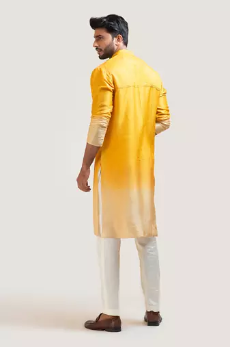 Yellow Ombre Embroidered Kurta Set