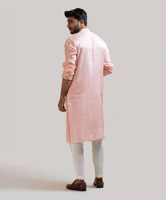 Peach Hand Embroidered Silk Kurta Set 3