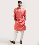 Rust Red Embroidered Kurta Set