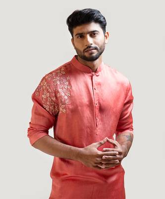 Rust Red Embroidered Kurta Set 3