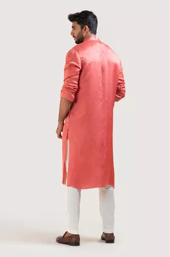 Rust Red Embroidered Kurta Set
