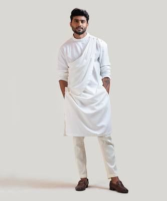 Ivory Draped Kurta Set 1