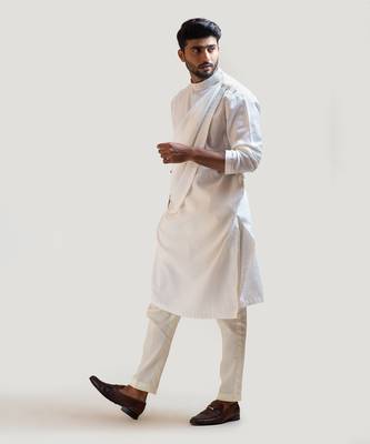 Ivory Draped Kurta Set 2