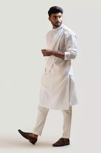 Ivory Draped Kurta Set