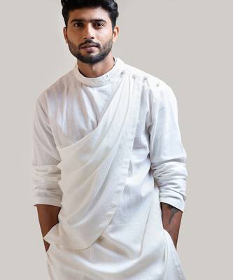 Ivory Draped Kurta Set 4