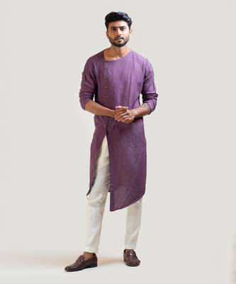 Plum Asymmetrical Kurta Set 1