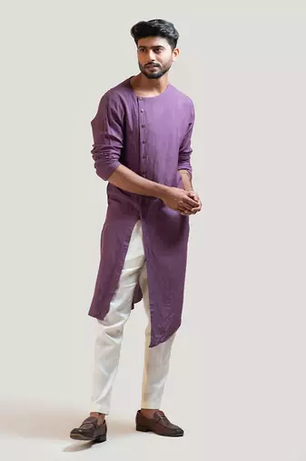 Plum Asymmetrical Kurta Set