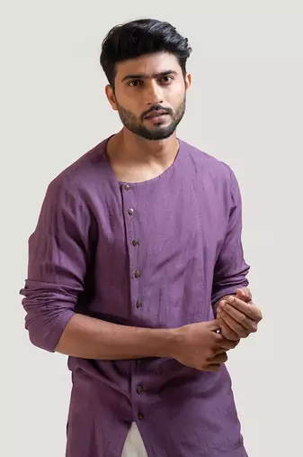 Plum Asymmetrical Kurta Set