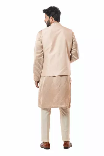 Powder Pink Embroidered Nehru Jacket