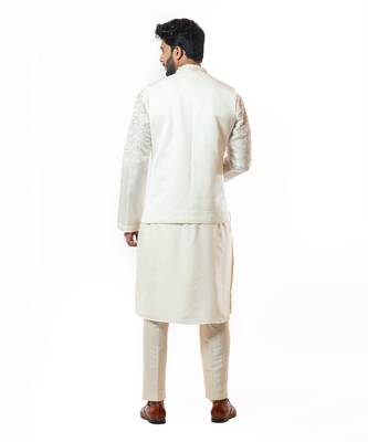 Ivory Embroidered Nehru Jacket 3
