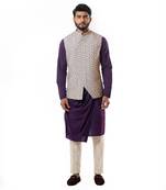 Ivory Printed Nehru Jacket