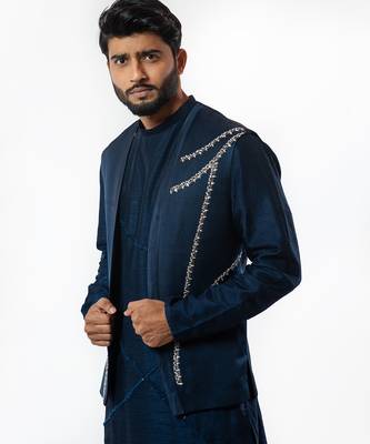 Navy Blue Nehru Jacket 4