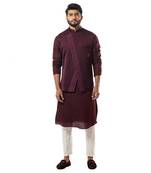 Wine Embroiderd Nehru Jacket