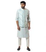 Ice Blue Embellished Nehru Jacket