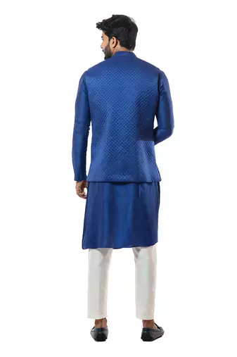 Indigo Blue Digital Printed Nehru Jacket