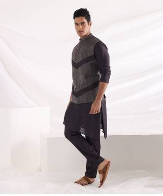 Charcoal Black Archer Nehru Jacket 2