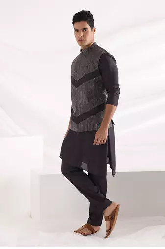 Charcoal Black Archer Nehru Jacket