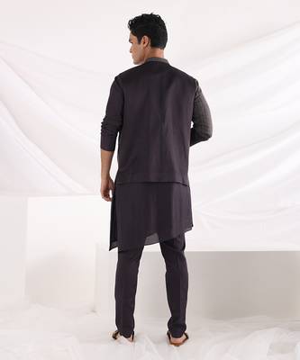 Charcoal Black Archer Nehru Jacket 3