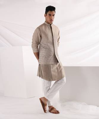 Beige Coastal Nehru Jacket 2