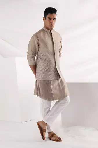 Beige Coastal Nehru Jacket