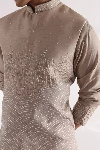 Beige Coastal Nehru Jacket