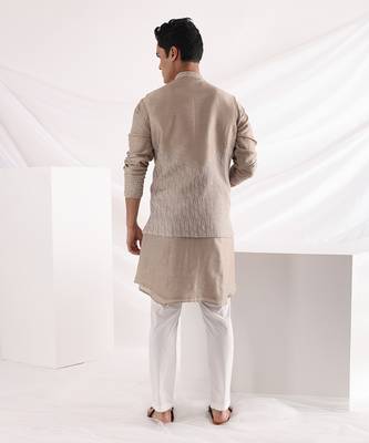 Beige Coastal Nehru Jacket 4