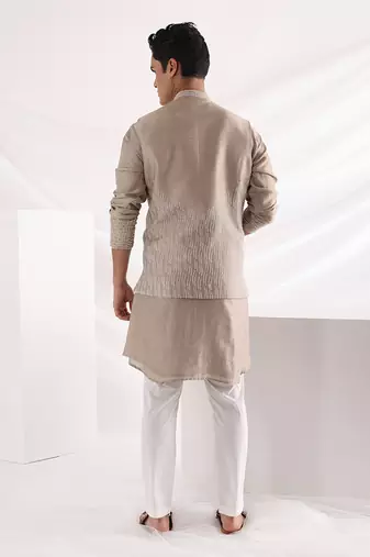 Beige Coastal Nehru Jacket