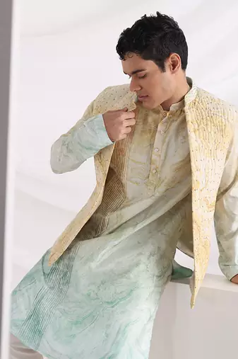 Multicolor Marble Print Quilt Jacket