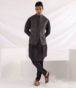 Charcoal Black Deep Sea Nehru Jacket