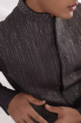 Charcoal Black Deep Sea Nehru Jacket