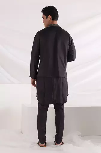 Charcoal Black Deep Sea Nehru Jacket