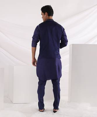 Midnight Corded Nehru Jacket 5